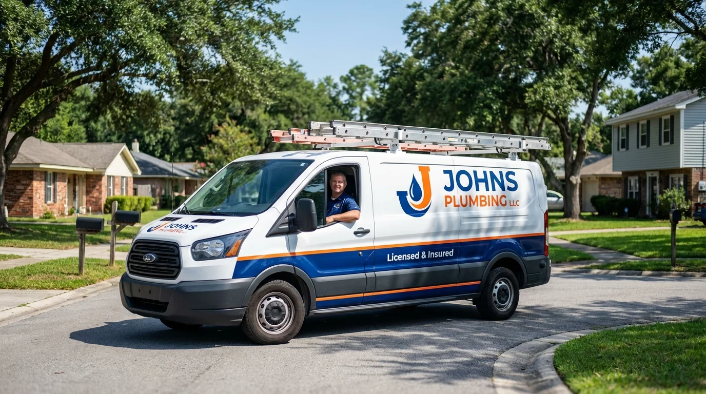 Johns Plumbing LLC service van in Pea Ridge, AR