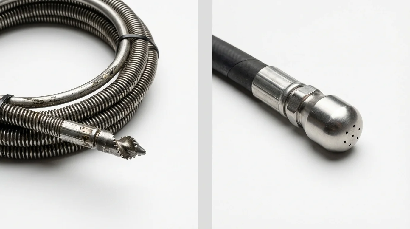 Drain snake cable and hydro jetting nozzle used for drain cleaning in Pea Ridge, AR