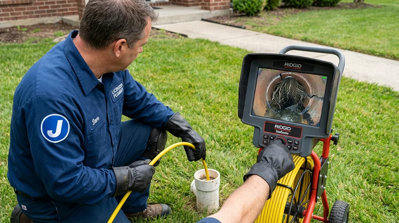 Sewer camera inspection being performed by Johns Plumbing LLC in Pea Ridge