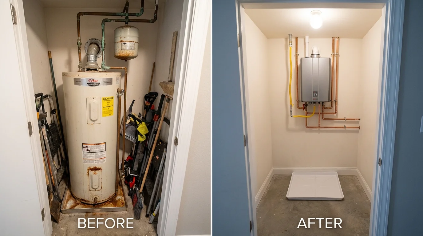 Tank water heater versus wall-mounted tankless unit comparison for Pea Ridge, AR homeowners